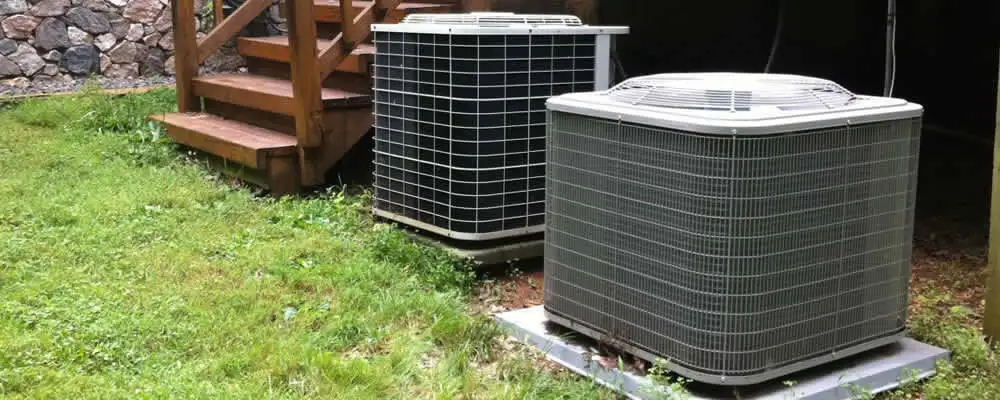 Heat pump installation and service units outside a home in Tulsa, OK